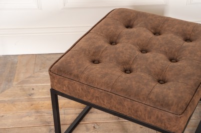 woodland brown leather footstool